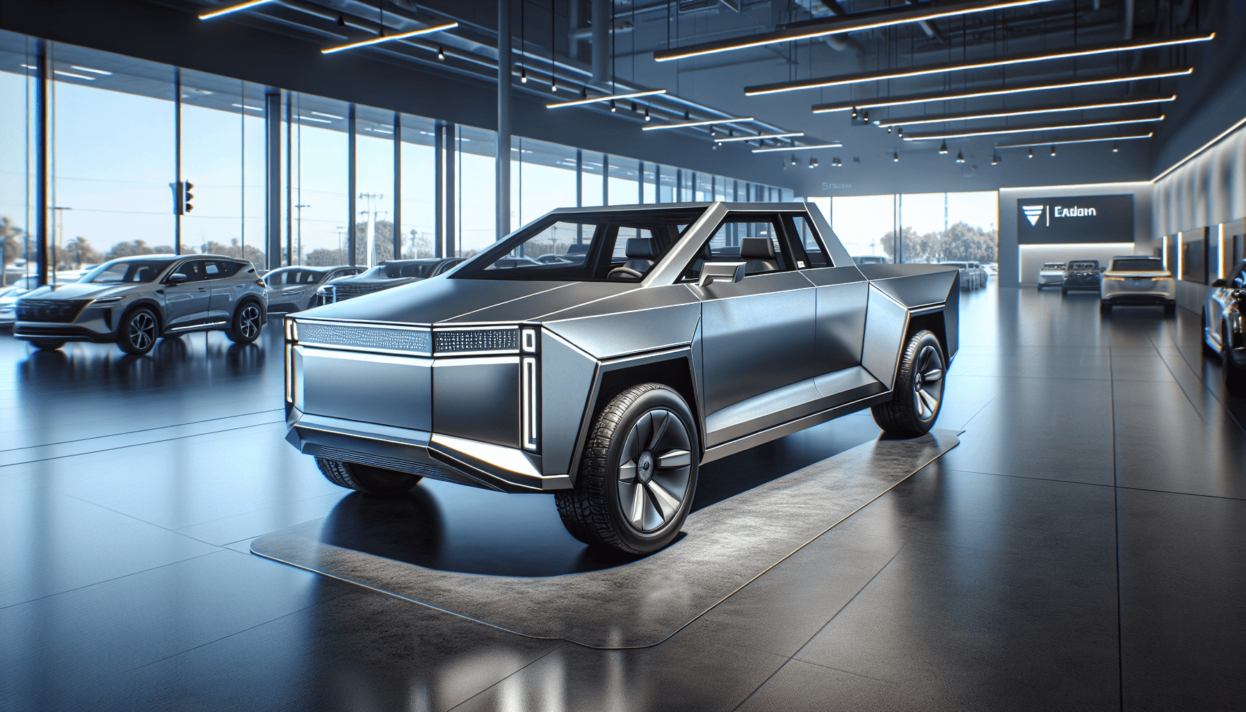 Taha Abbasi Tesla Cybertruck angular stainless steel electric pickup truck